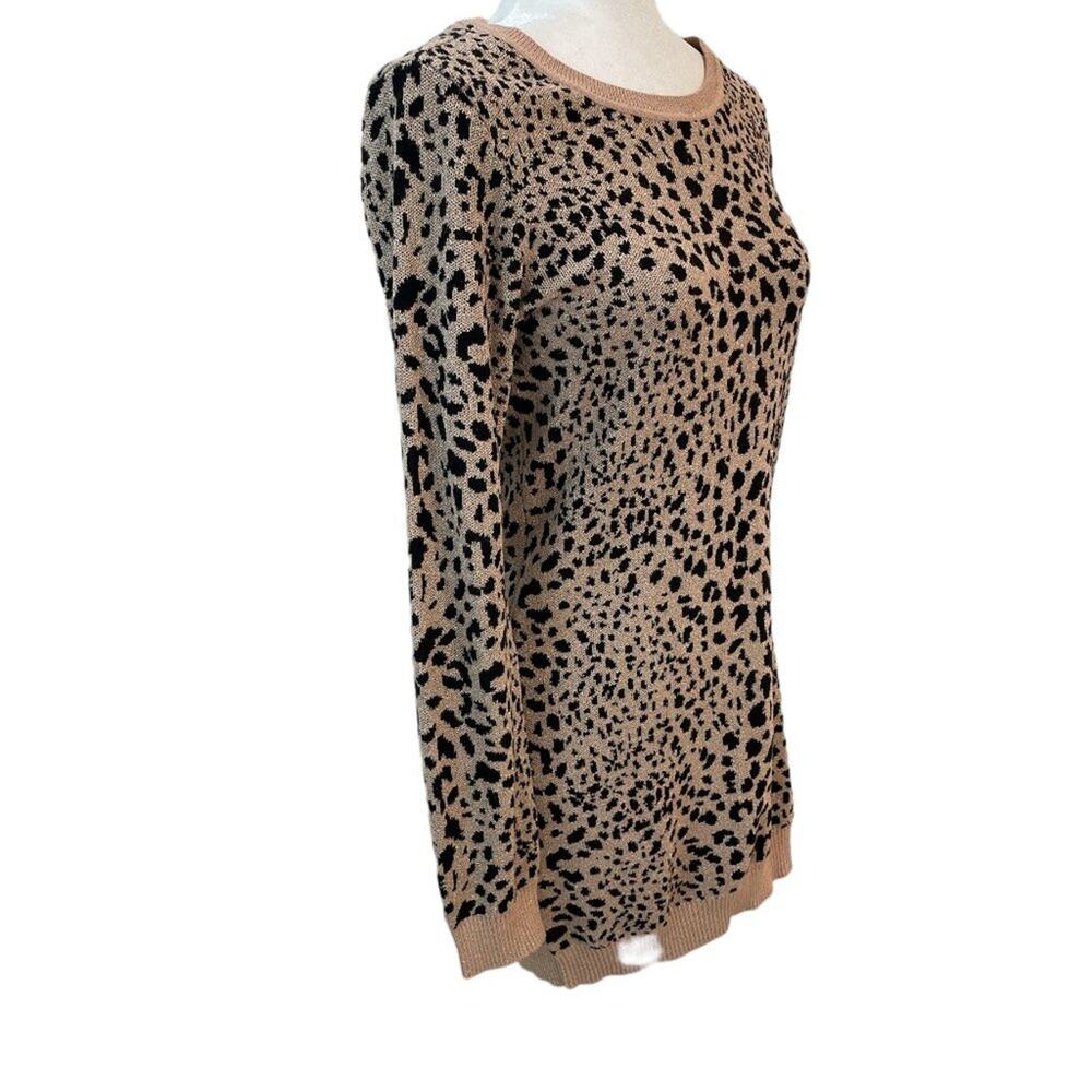 INC LEOPARD ANIMAL PRINT AND METALLIC GOLD SWEATER TUNIC/MINI DRESS.  SIZE MED